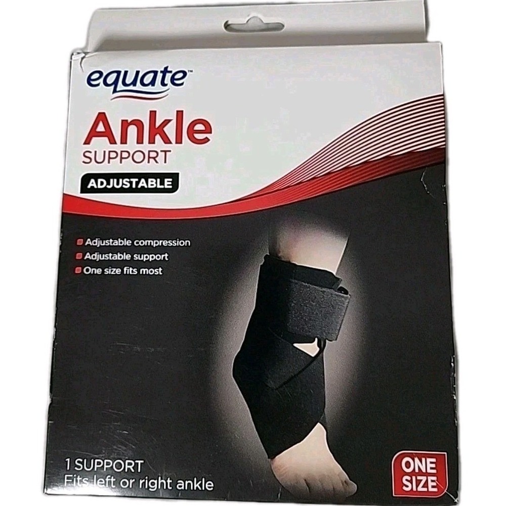 NIB Ankle Support One Size Fits Most Left or Right Adjustable Washable Black NEW